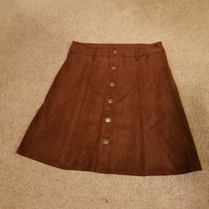 Brown Faux Suede Skirt